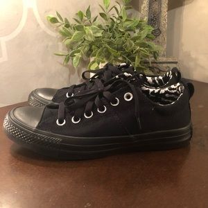 All black low top converse sneakers